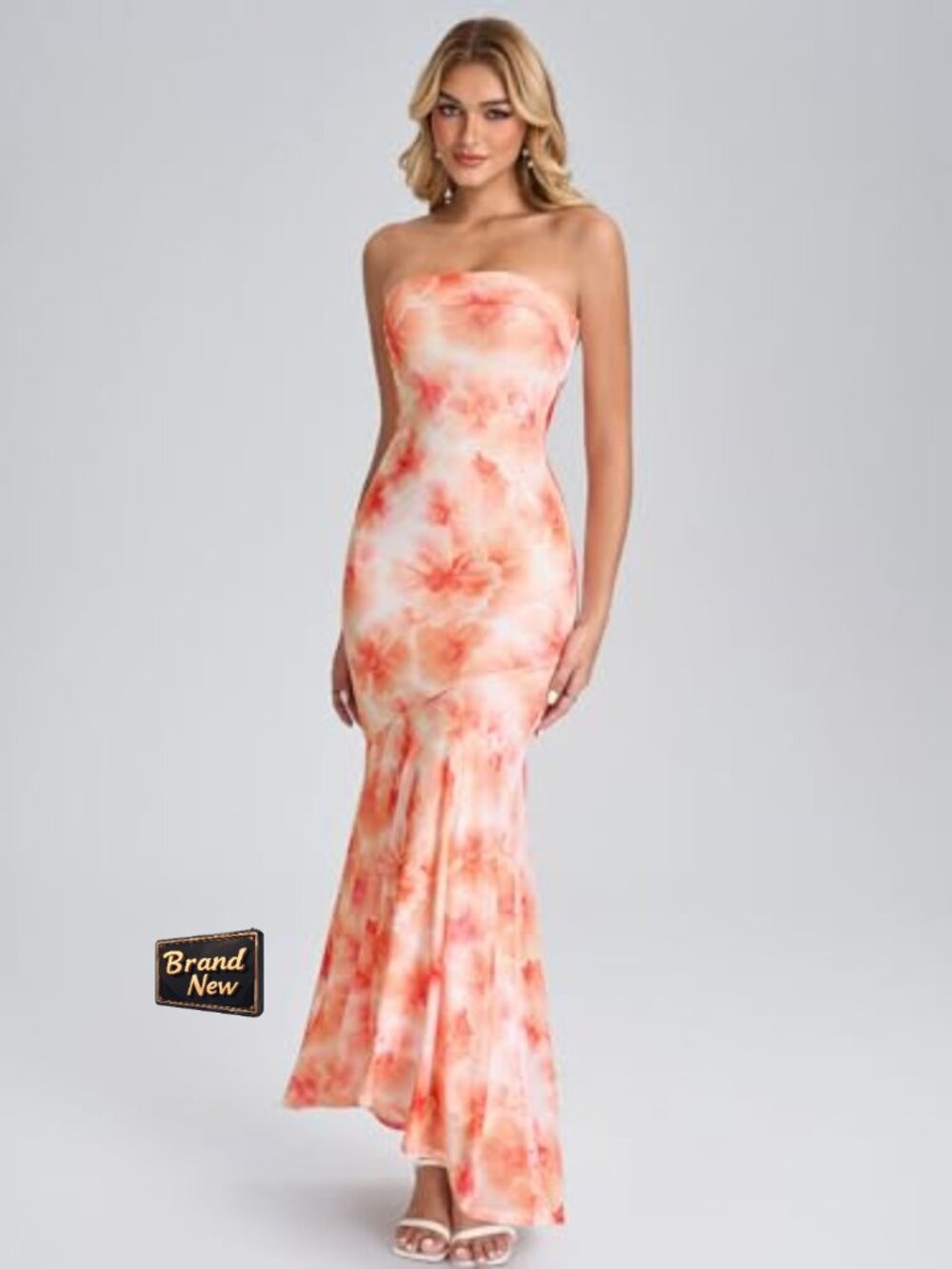 Strapless Tube Maxi Dress Formal Wedding Guest Bodycon Ruffle Cocktail - Picture 4 of 7